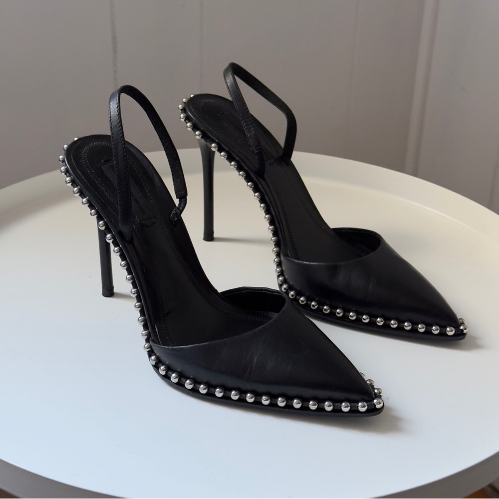 Alexander Wang RINA Crystal Leather Slingback Heels – Size 37